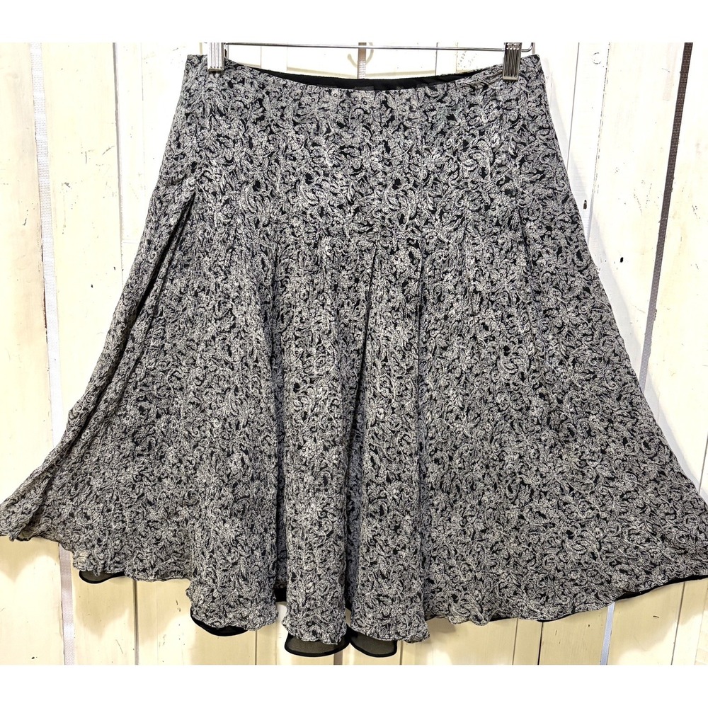 Jones New York Floral Silk Chiffon Flare Skirt Dark Cottage Fairy Goth 8P